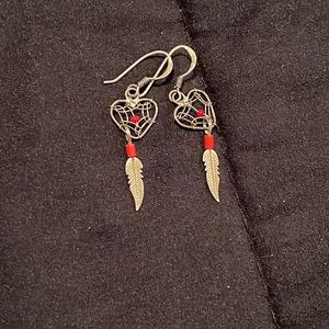 heart shaped dream catcher earrings